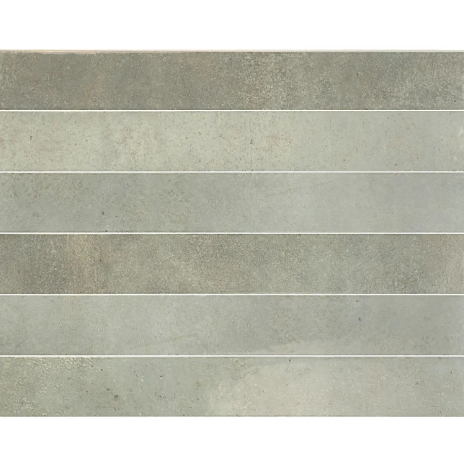 Aelle Carrelage Carrelage mur effet pierre gris vert 5x40 cm brillant - VERTICALE GREEN FIELD