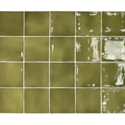 Carrelage mur effet zellige vert 10x10 cm MANACOR BASIL GREEN-Aelle Carrelage New