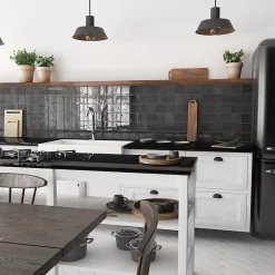 Carrelage mur effet zellige noir 10x10 cm MANACOR BLACK-Aelle Carrelage Outlet