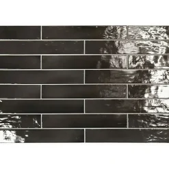 Carrelage mur effet zellige noir 6,5x40 cm MANACOR BLACK-Aelle Carrelage Discount