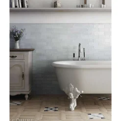 Aelle Carrelage Carrelage mur effet zellige bejmat satiné bleu claire 6,5x20 cm MALLORCA BLUE