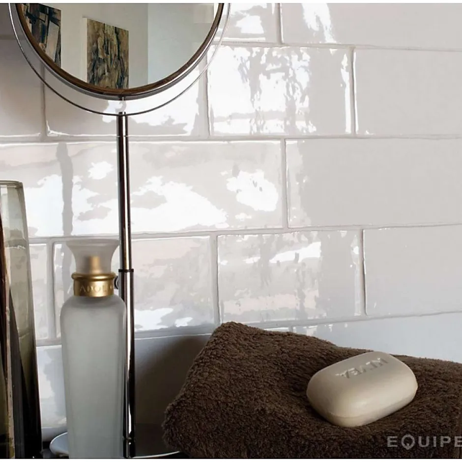 Aelle Carrelage Carrelage mur effet zellige blanc 7,5x30 cm MASIA BLANCO