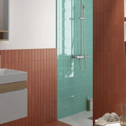 Aelle Carrelage Carrelage mur effet zellige bejmat marocain 5X15 cm turquoise brillant FANGO AQUAMARINE