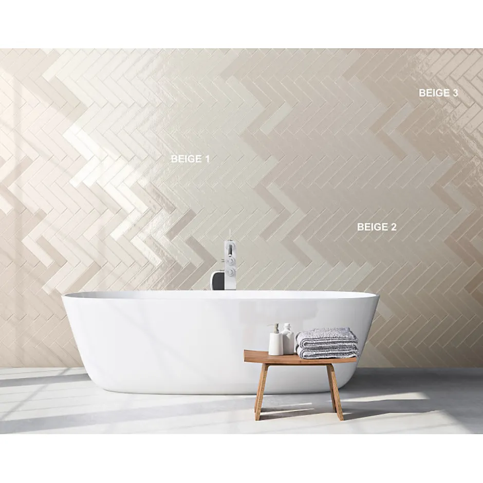 Aelle Carrelage Carrelage mur effet zellige crème 6,5x26,6 cm CROMIA26 BEIGE 1