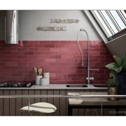 Carrelage mur effet zellige bejmat rouge 6,5x20 cm ARTISAN BURGUNDY-Aelle Carrelage