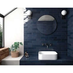 Carrelage mur effet zellige bleu brillant 6x24,6 cm TRIBECA BLUE NOTE-Aelle Carrelage Sale