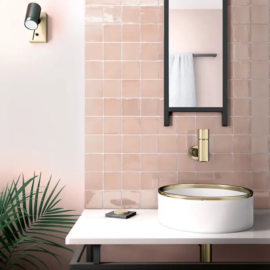 Carrelage mur effet zellige rose 10x10 cm MANACOR BLUSH PINK-Aelle Carrelage Clearance