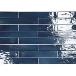 Aelle Carrelage Carrelage mur effet zellige bleu 6,5x40 cm MANACOR OCEAN BLUE