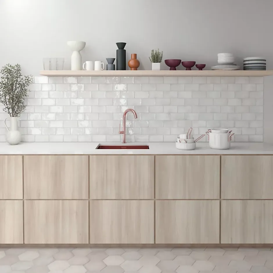 Carrelage mur effet zellige blanc 7,5x15 cm MANACOR WHITE-Aelle Carrelage Best