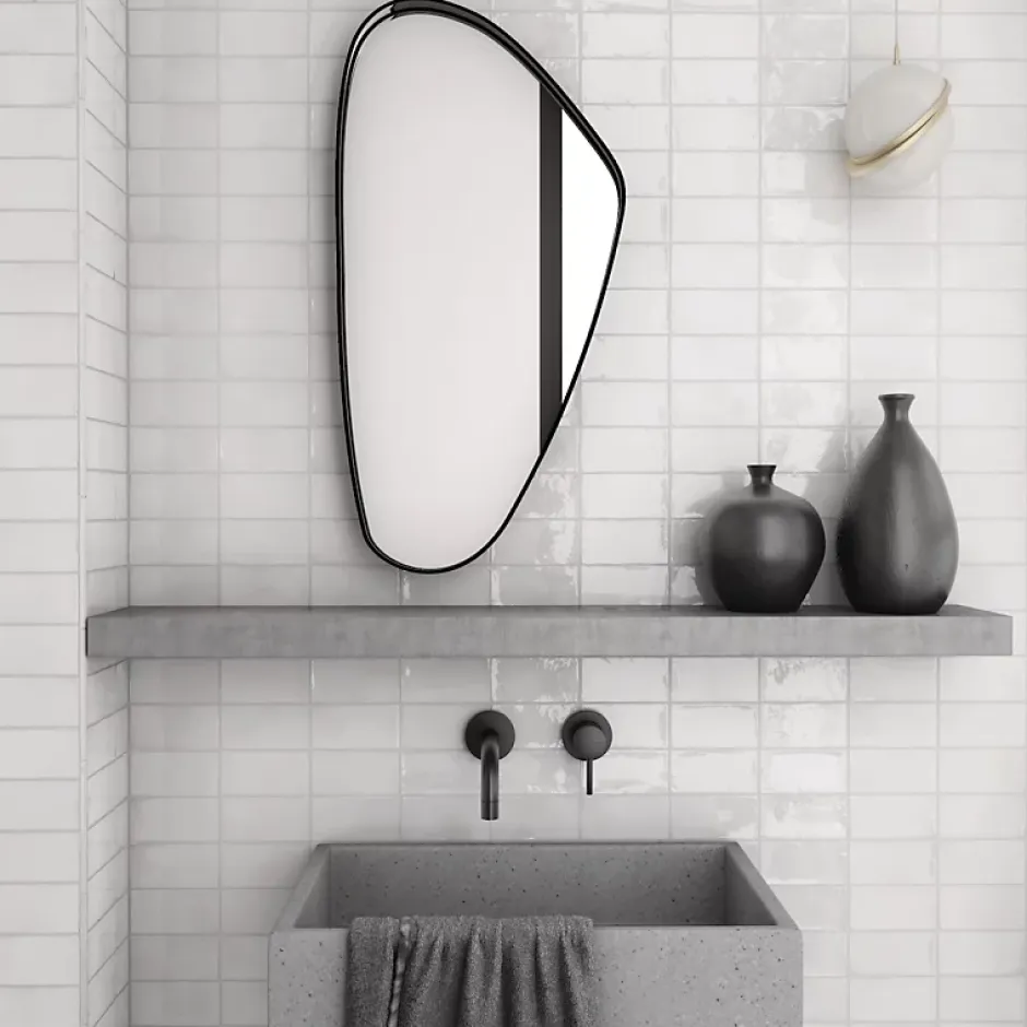 Carrelage mur effet zellige blanc 7,5x15 cm MANACOR WHITE-Aelle Carrelage Best