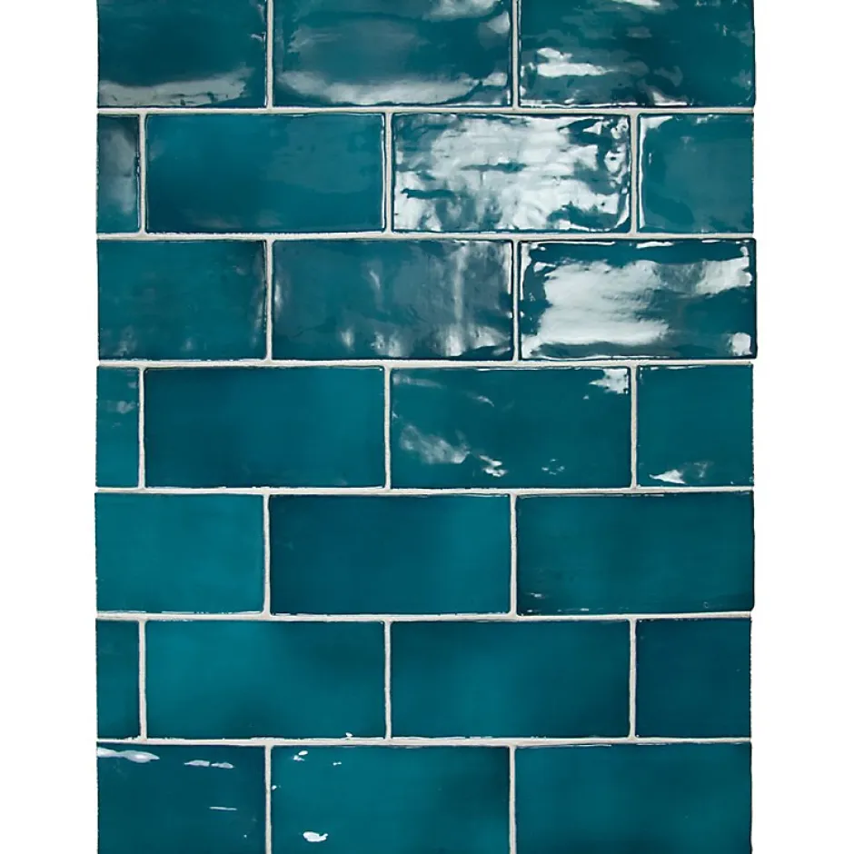 Carrelage mur effet zellige bleu turquoise 7,5x15 cm MANACOR GLACIER-Aelle Carrelage Sale