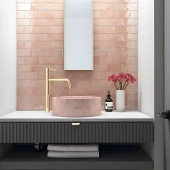 Aelle Carrelage Carrelage mur effet zellige rose 7,5x15 cm MANACOR BLUSH PINK