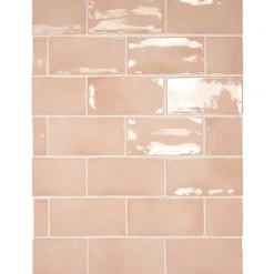 Aelle Carrelage Carrelage mur effet zellige rose 7,5x15 cm MANACOR BLUSH PINK