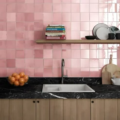 Aelle Carrelage Carrelage mur effet zellige bejmat rose 13,2x13,2 cm ARTISAN ROSE MALLOW