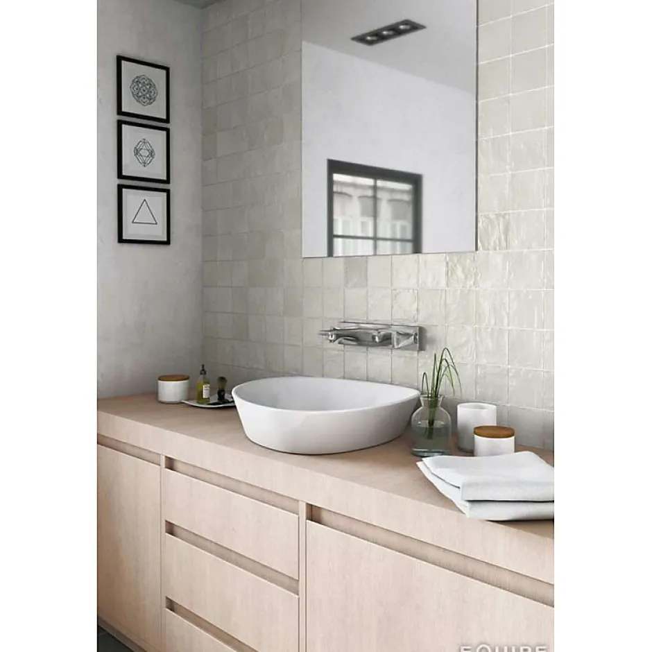 Aelle Carrelage Carrelage mur effet zellige bejmat satiné vert claire 10x10 cm MALLORCA GREEN