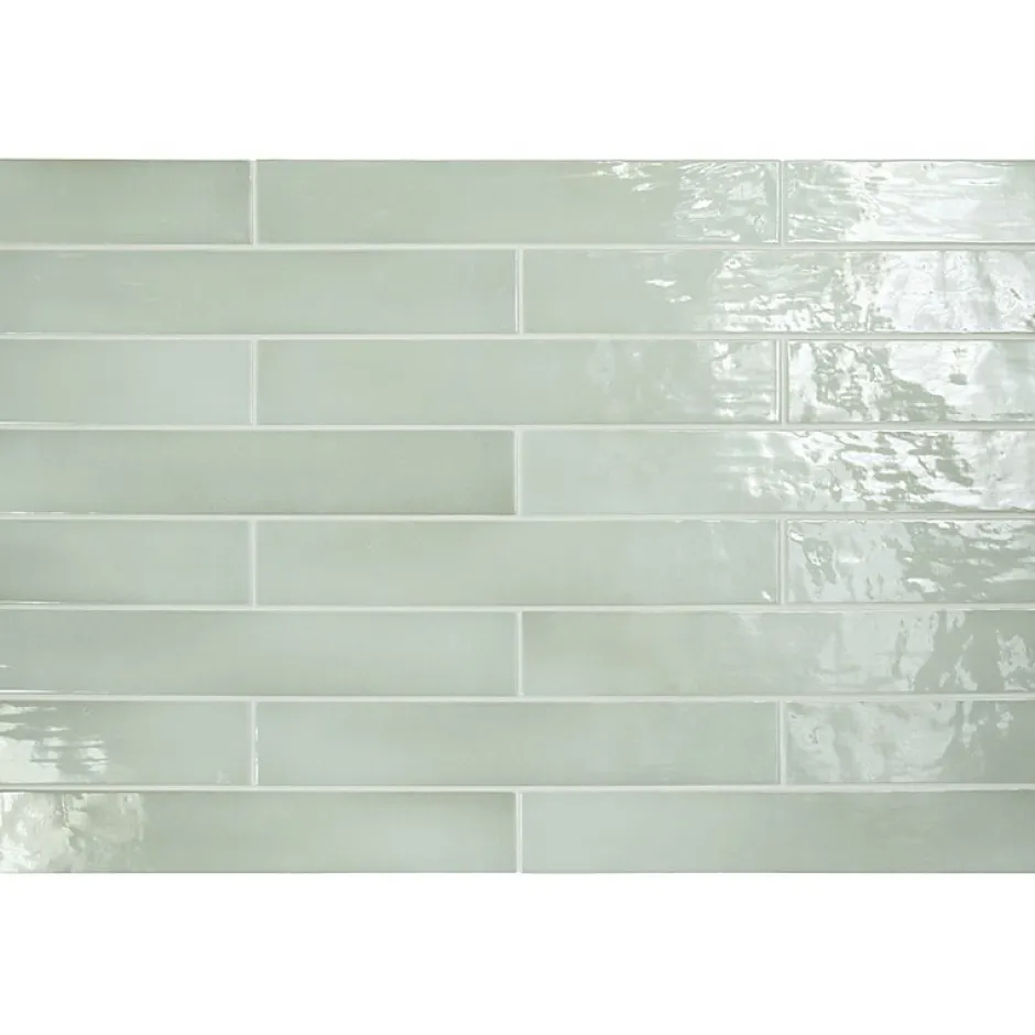Carrelage mur effet zellige vert sage 6,5x40 cm MANACOR MINT-Aelle Carrelage Hot