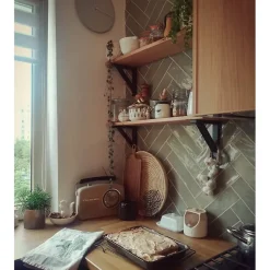 Carrelage mur effet zellige vert kaki 7,5x30 cm MASIA OLIVE-Aelle Carrelage New