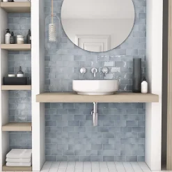 Aelle Carrelage Carrelage mur effet zellige bleu 7,5x15 cm MANACOR BLUE MOON