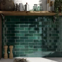 Carrelage mur effet zellige bejmat vert 6,5x20 cm ARTISAN MOSS GREEN-Aelle Carrelage