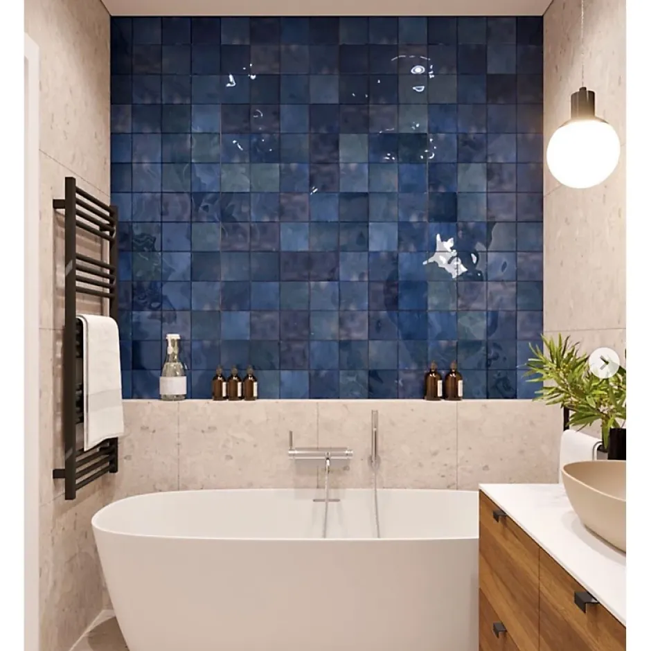 Aelle Carrelage Carrelage mur effet zellige bejmat bleu 13,2x13,2 cm ARTISAN COLONIAL BLUE