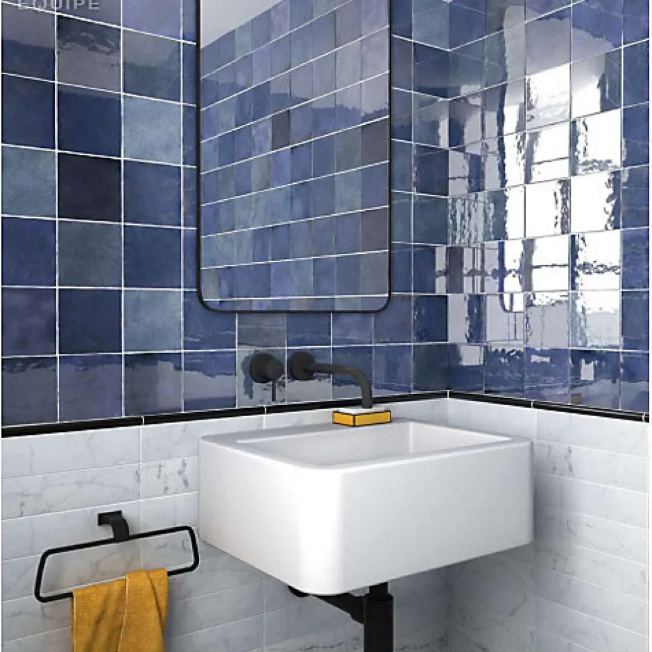 Aelle Carrelage Carrelage mur effet zellige bejmat bleu 13,2x13,2 cm ARTISAN COLONIAL BLUE