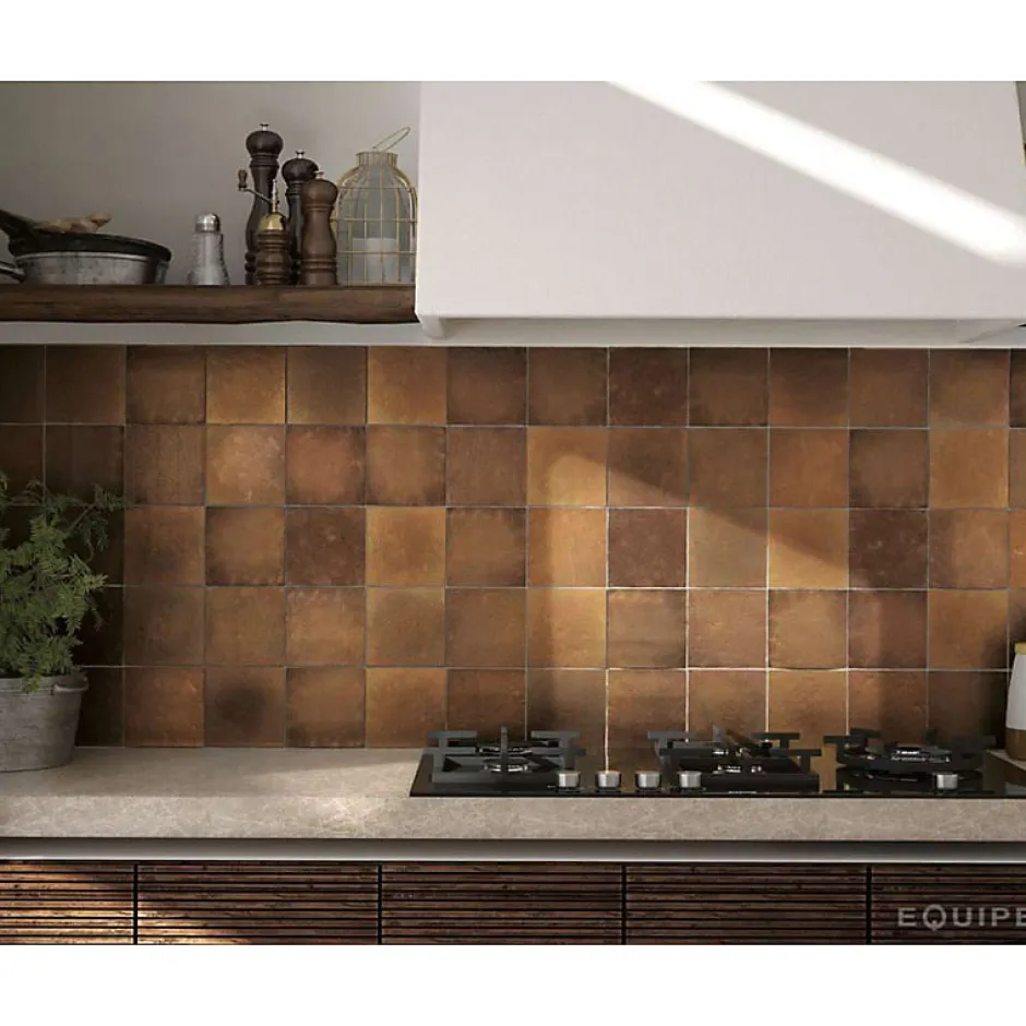 Aelle Carrelage Carrelage mur effet zellige bejmat jaune 13,2x13,2 cm ARTISAN GOLD