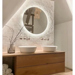 Aelle Carrelage Carrelage mur effet zellige bejmat satiné blanc 10x10 cm MALLORCA WHITE