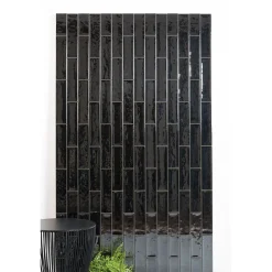 Aelle Carrelage Carrelage mur effet zellige noir 6,5x26,6 cm CROMIA26 ACCIAIO