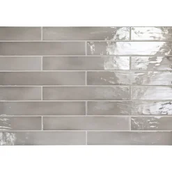 Aelle Carrelage Carrelage mur effet zellige gris 6,5x40 cm MANACOR MERCURY GREY