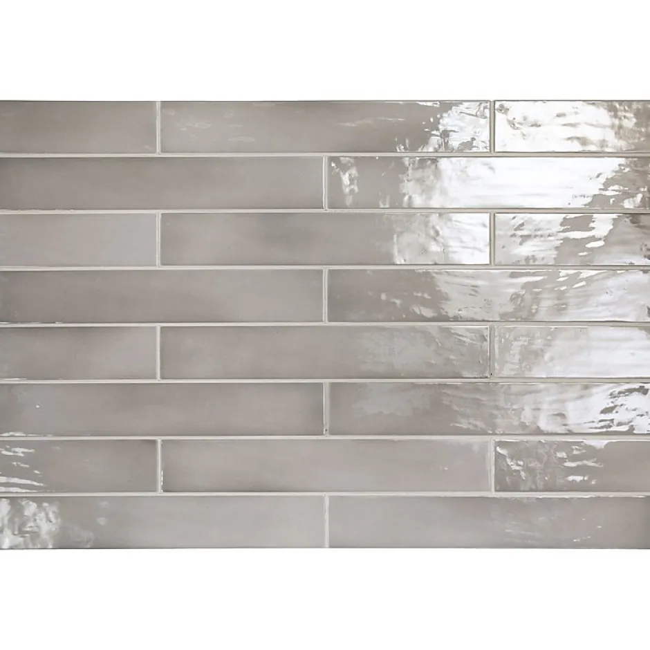 Aelle Carrelage Carrelage mur effet zellige gris 6,5x40 cm MANACOR MERCURY GREY