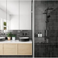 Aelle Carrelage Carrelage mur effet zellige noir 7,5x15 cm MANACOR BLACK