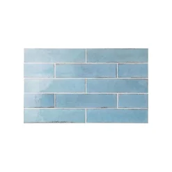 Aelle Carrelage Carrelage mur effet zellige bleu brillant 6x24,6 cm TRIBECA WATERCOLOUR