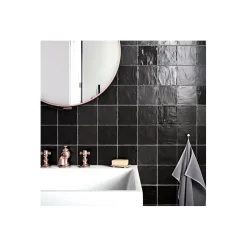 Aelle Carrelage Carrelage mur effet zellige bejmat satiné noir 10x10 cm MALLORCA BLACK