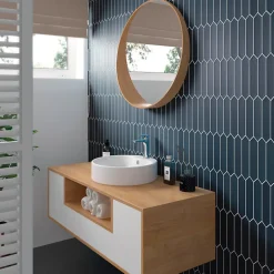 Aelle Carrelage Carrelage mur faience forme navette 5x25 cm mate LANSE NAVY