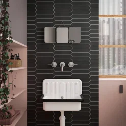 Carrelage mur faience forme navette 5x25 cm mate LANSE BLACK-Aelle Carrelage New