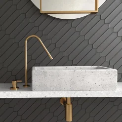 Carrelage mur faience forme navette 5x25 cm mate LANSE BLACK-Aelle Carrelage New