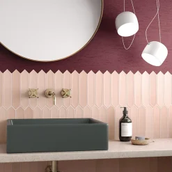 Aelle Carrelage Carrelage mur faience forme navette 5x25 cm mate LANSE ROSE