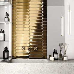 Aelle Carrelage Carrelage mur faience forme navette 5x25 cm mate LANSE GOLD