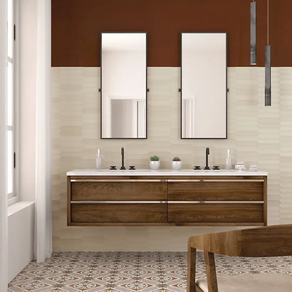 Carrelage mur faience forme navette 5x25 cm mate LANSE MUSLIN-Aelle Carrelage