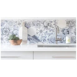 Carrelage mur hexagonal patchwork motif bleu et blanc brillant 17,6x20,1 cm HEXATILE PATCHWORK LISBOA-Aelle Carrelage New