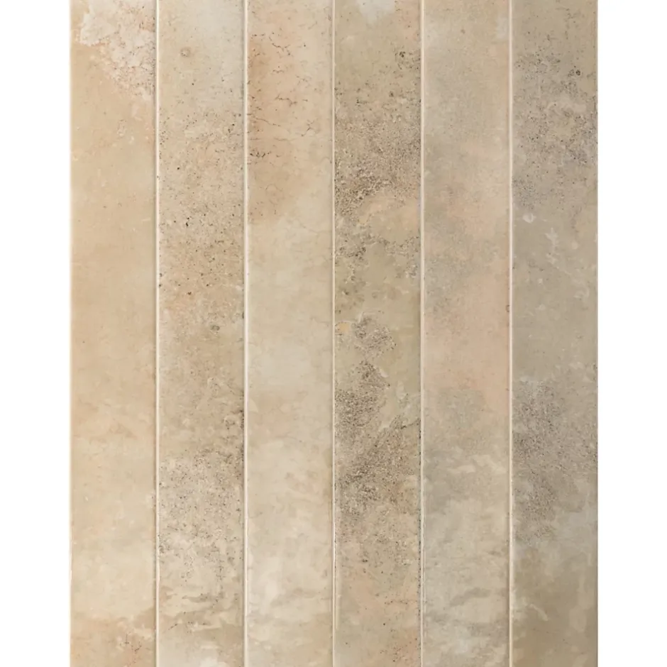 Lux Mosaic Carrelage Mur Intérieur Format allongé Beige Brillant. Bali Almond 5x40 cm