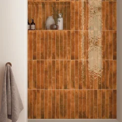 Carrelage Mur Intérieur Format allongé Orange Brillant. Bali Ginger 5x40 cm-Lux Mosaic New