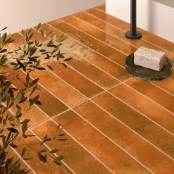 Carrelage Mur Intérieur Format allongé Orange Brillant. Bali Ginger 5x40 cm-Lux Mosaic New