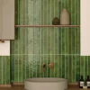 Carrelage Mur Intérieur Format allongé Vert Brillant. Bali Green 5x40 cm-Lux Mosaic Online