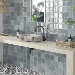 Lux Mosaic Carrelage mur intérieur/exterieur. Grès cérame Zellige Gris 12x12 cm x ép 8,3 mm
