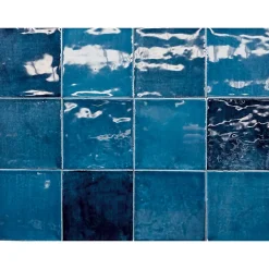 Carrelage mur intérieur/exterieur. Grès cérame Zellige Bleu 12x12 cm x ép 8,3 mm-Lux Mosaic