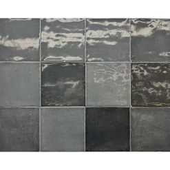 Carrelage mur intérieur/exterieur. Grès cérame Zellige Coal Anthracite 12x12 cm x ép 8,3 mm-Lux Mosaic Online