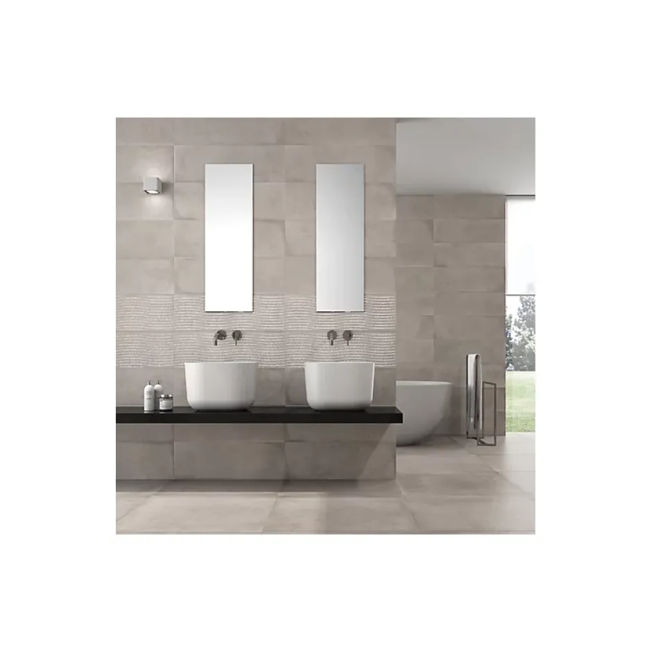 Aelle Carrelage Carrelage mur moderne gris 25x75 cm MATERIKA GREY WALL -25x75cm