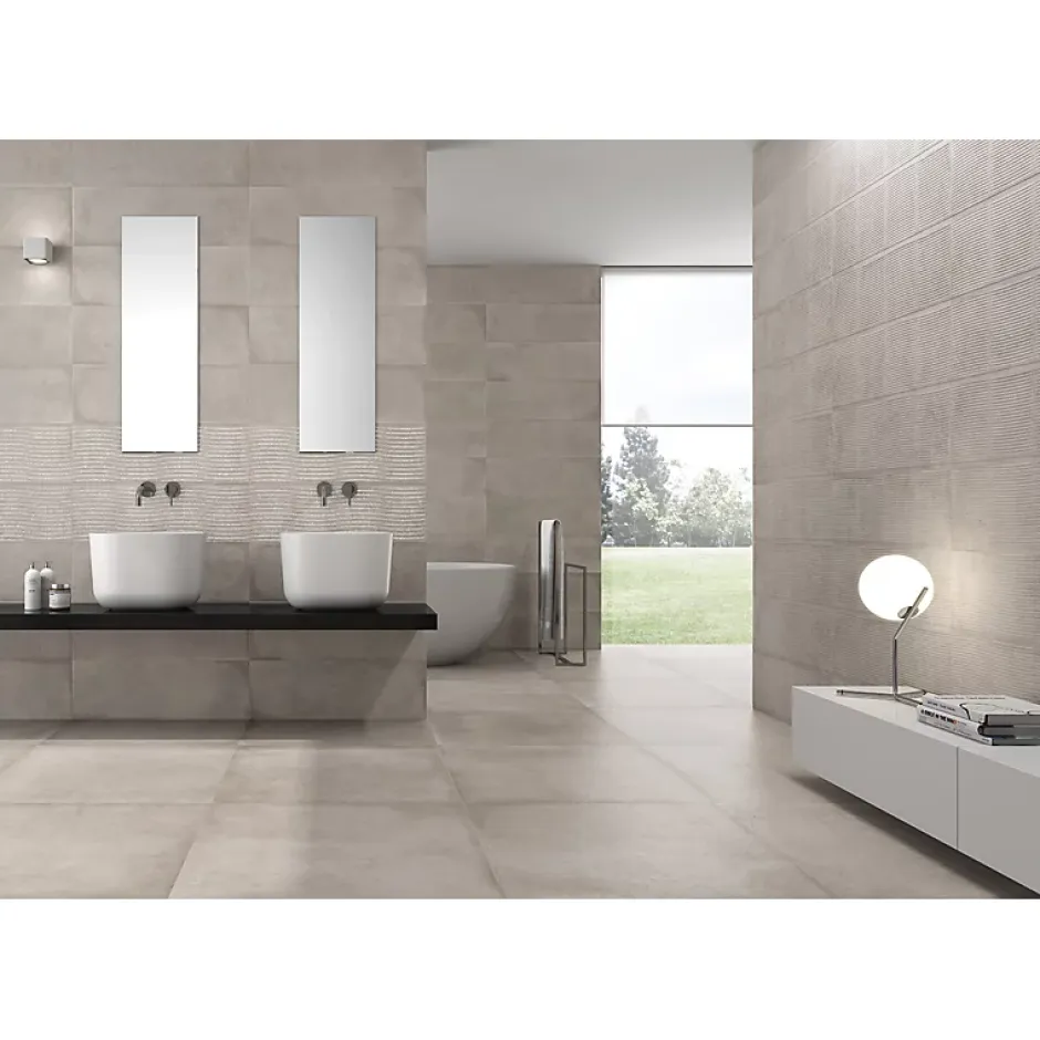 Aelle Carrelage Carrelage mur moderne gris 25x75 cm MATERIKA GREY WALL -25x75cm