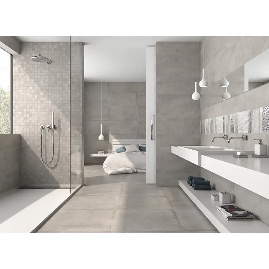 Aelle Carrelage Carrelage mur moderne gris 25x75 cm MATERIKA GREY WALL -25x75cm